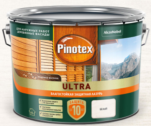 Влагостойкая лазурь с воском Pinotex Ultra белая 9 л Pinotex — Лескрафт Влагостойкая лазурь с воском Pinotex Ultra белая 9 л Pinotex